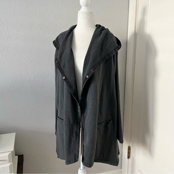 Zella Dark Grey Asymmetric Hooded Sweatshirt Cardigan - Picture 1 of 10
